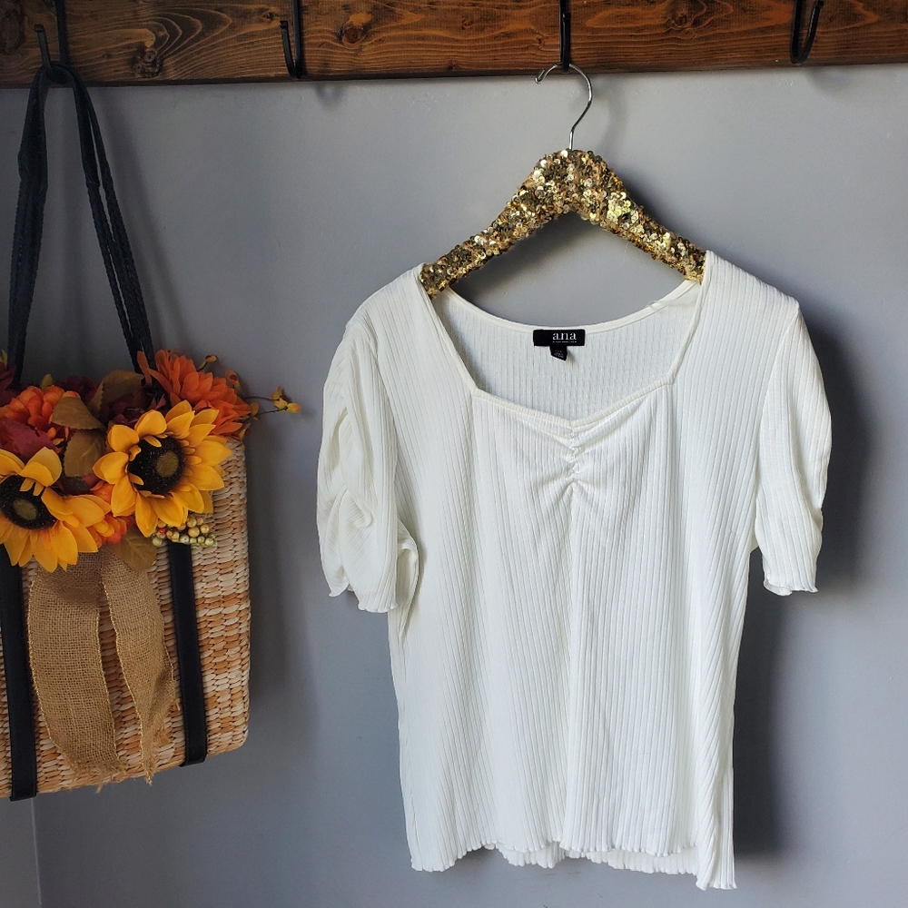 A.n.a Ruched Pointelle Top XXL